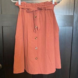 Mauve/Salmon button knee length skirt